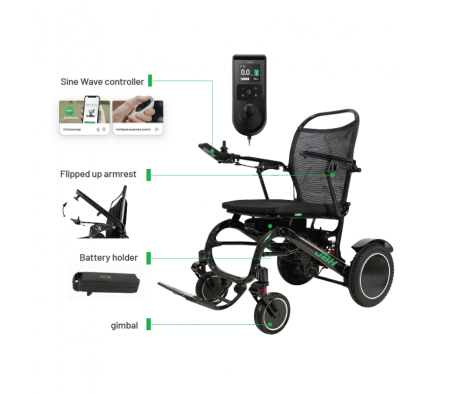 JBH DC10M Carbon fiber e-foldable wheelchair (Easy to fold and unfold)