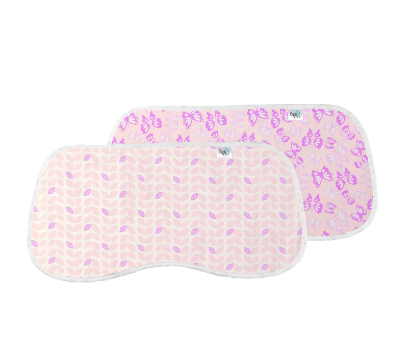 KUSHIES Ben & Noa Percale Burp Pads 2-Pack Pink