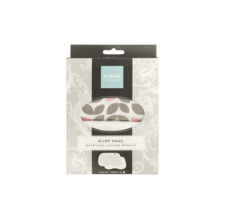 KUSHIES Burp Pads Flannel 2-Pack Petal Grey / White