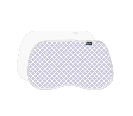 KUSHIES Burp Pads Flannel 2-Pack Lattice Lilac / White