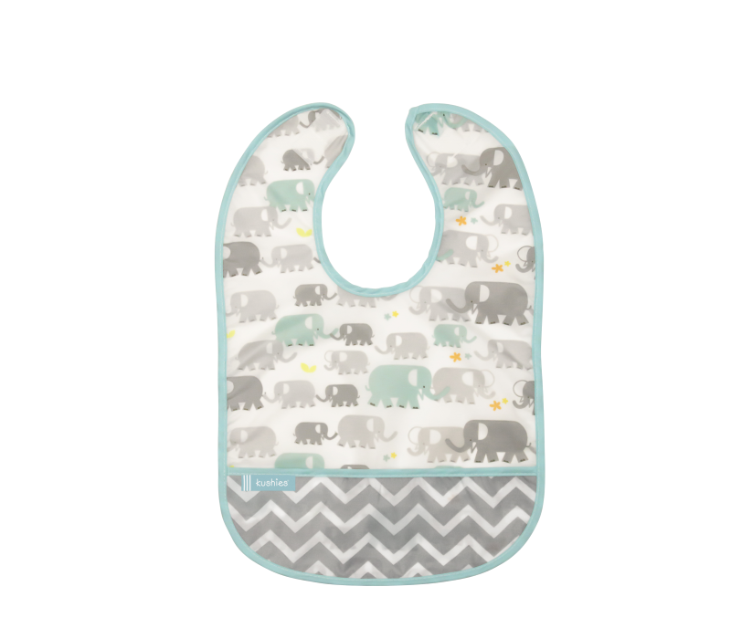 KUSHIES Cleanbib Infant (6-12M)  White Elephants