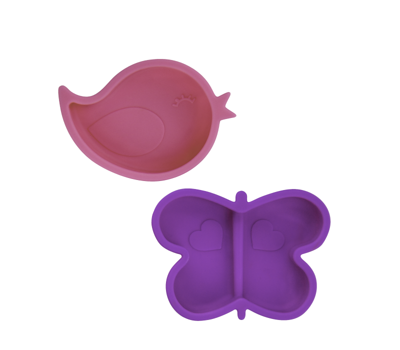 KUSHIES Silidip Silicone Mini Bowl 2-Pack Bird & butterfly