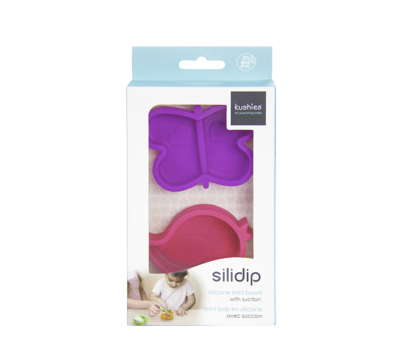 KUSHIES Silidip Silicone Mini Bowl 2-Pack Bird & butterfly