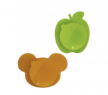 KUSHIES Silidip Silicone Mini Bowl 2-Pack Apple & bear