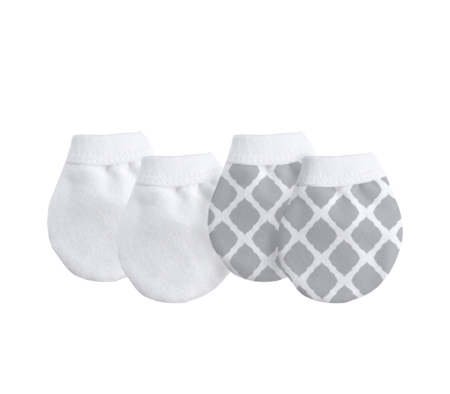 KUSHIES No Scratch Mittens Flannel 2-Pack Neutral