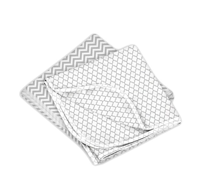 KUSHIES Receiving Blanket 2 Pack Grey Chevron / Ornament Lt. Grey KUSHIES Receiving Blanket 2 Pack Grey Chevron / Ornament Lt. Grey