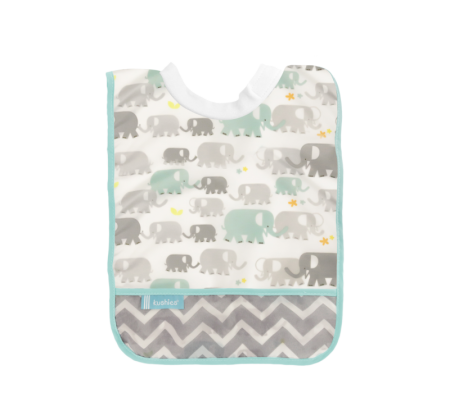 KUSHIES Rib-Neck Waterproof Bib (Infant - Toddler)  White Elephants